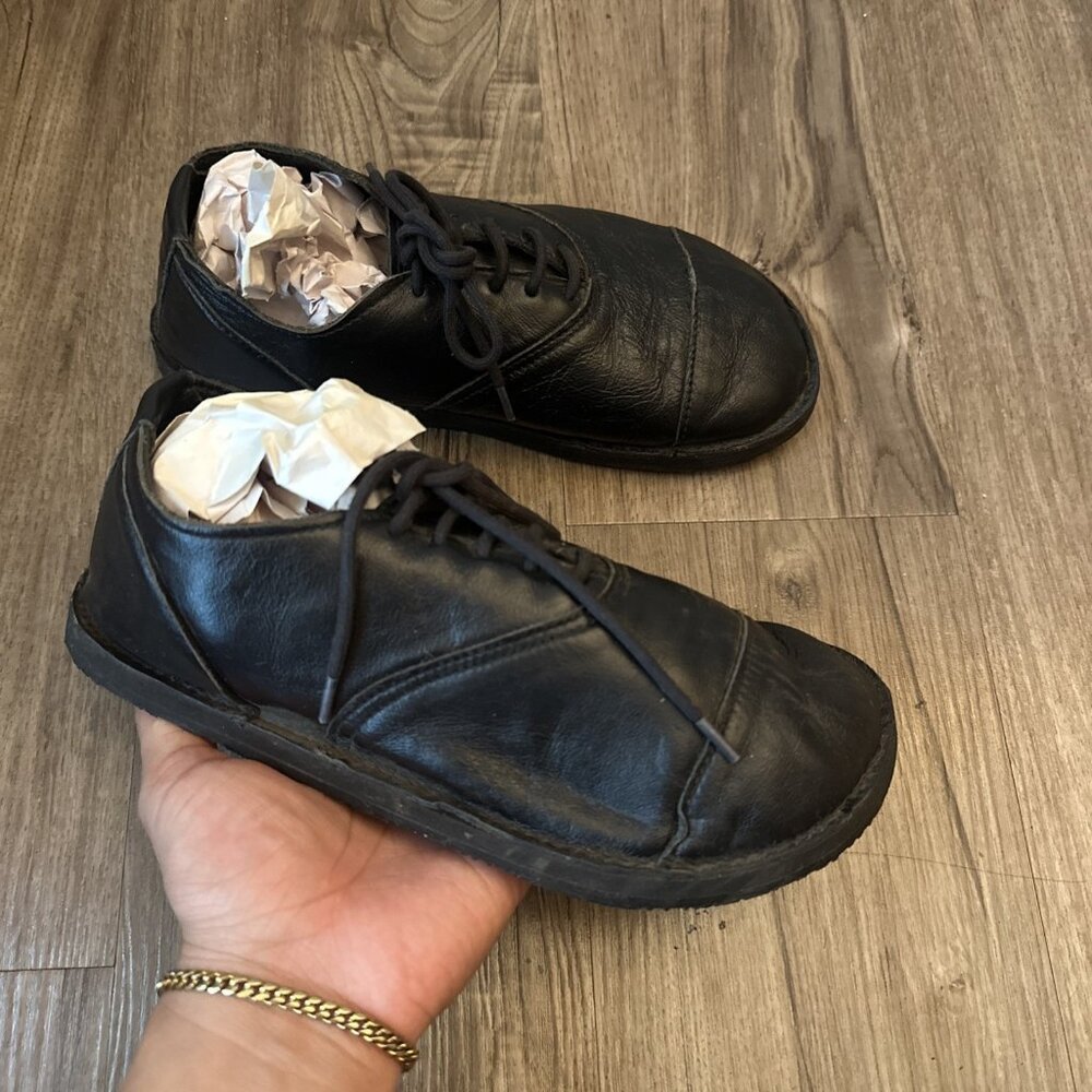 Soft Star Shoes Black Lace Up  Leather Vibram Soles Mens 6 Women 7.5